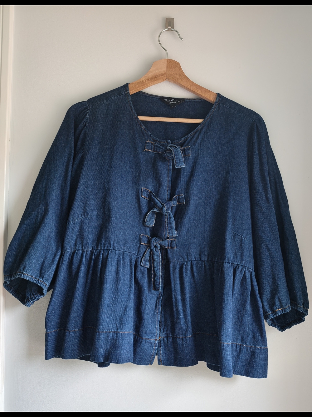 Velvet Heart Indigo Tie-Front Peplum Tunic